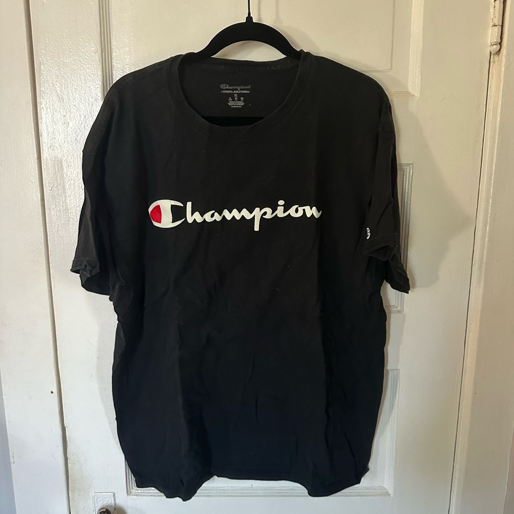 Champion Men's Black T-Shirt with Logo